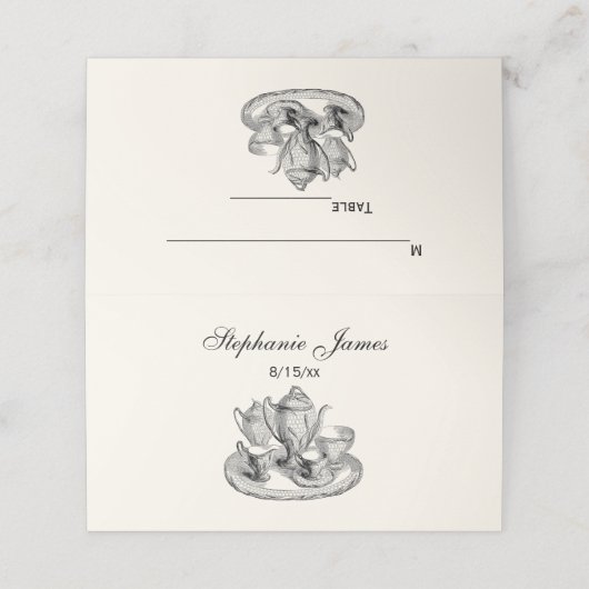 紅茶パーティーサービスプレイスエスコートカードアイボリー プレイスカード (外部開封)
