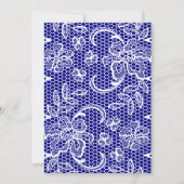 紅茶パーティーティーポット、レースピンク、ネイビーブライダルシャワー 招待状 (裏面)