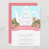 紅茶パーティーブライダルシャワー招待,ヴィンテージティーポット 招待状 (正面/裏面)