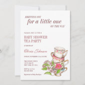 紅茶パーティー男女兼用赤ちゃんシャワー写真 招待状 (正面)