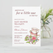 紅茶パーティー男女兼用赤ちゃんシャワー写真 招待状 (スタンド正面)