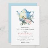 紅茶パーティー赤ちゃんシャワーの招待 招待状 (正面/裏面)