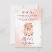 紅茶パーティー赤ちゃんシャワーピンクのテディがカップに サンキューカード (正面)