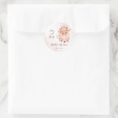 紅茶パーティー赤ちゃんシャワーピンクのテディがカップに ラウンドシール (バッグ)