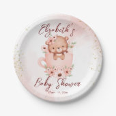 紅茶パーティー赤ちゃんシャワーピンクのテディはカップカスタムに ペーパープレート (正面)