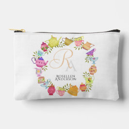 紅茶ポットとカップモノグラム アクセサリーポーチ