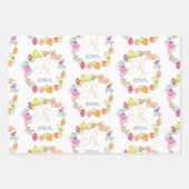 紅茶ポットとカップモノグラム ラッピングペーパーシート (正面)