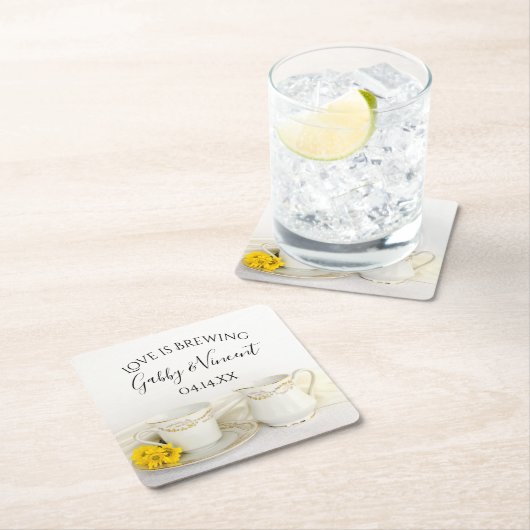 紅茶好きのお茶結婚杯が醸造 スクエアペーパーコースター (インサイチュ)