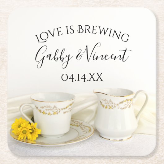 紅茶好きのお茶結婚杯が醸造 スクエアペーパーコースター (正面)