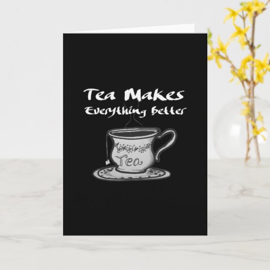 紅茶愛好者名言 - 紅茶が全てを良くする カード (黄色い花)