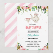 紅茶淹れるシャワー誕生日招待状 招待状 (正面/裏面)