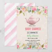 紅茶淹れるシャワー誕生日招待状 招待状 (正面/裏面)