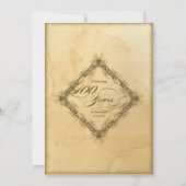 紅茶色の染みたヴィンテージ100歳のお誕生日おめでとう 招待状 (裏面)