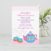 紅茶2つのお茶パーティーブライダルシャワー5 x 7 招待状 (スタンド正面)