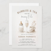 紅茶&シャンパンニュートラルベビーシャワー 招待状 (正面/裏面)