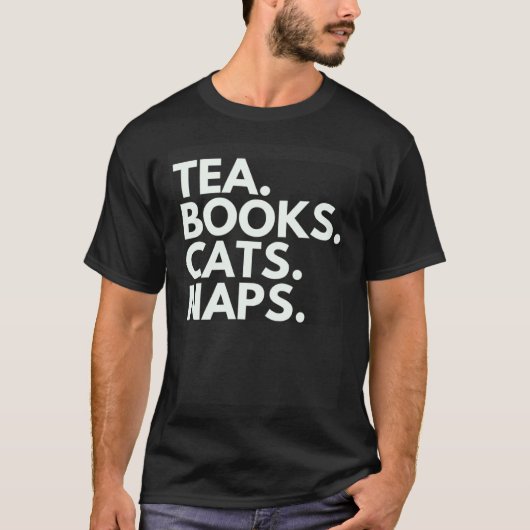 紅茶 本 猫 昼寝 Tシャツ (正面)