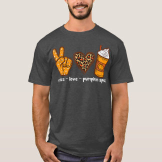 紅葉おもしろいピースラブパンプキンスパイスデギー Tシャツ