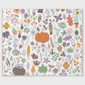 紅葉および秋記号パターン ラッピングペーパー (フラット)