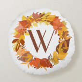紅葉お洒落リースモノグラムピロー ラウンドクッション (裏面)