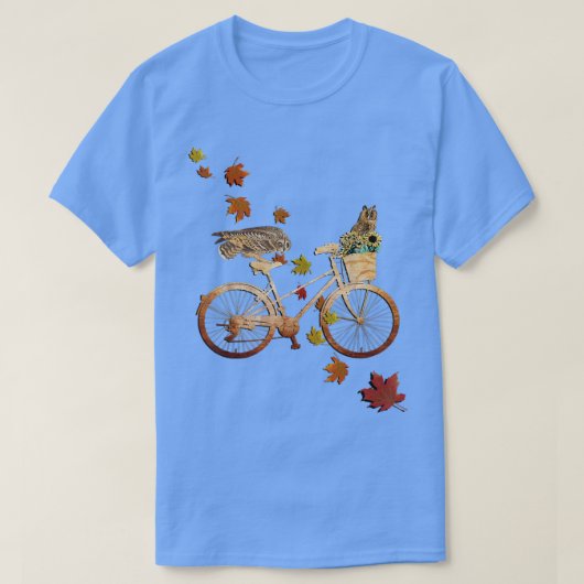 紅葉かわいいフクロウ秋 Tシャツ (デザイン正面)