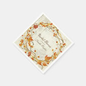 紅葉かわいらしリース水彩ブライダルシャワー スタンダードカクテルナプキン (角)