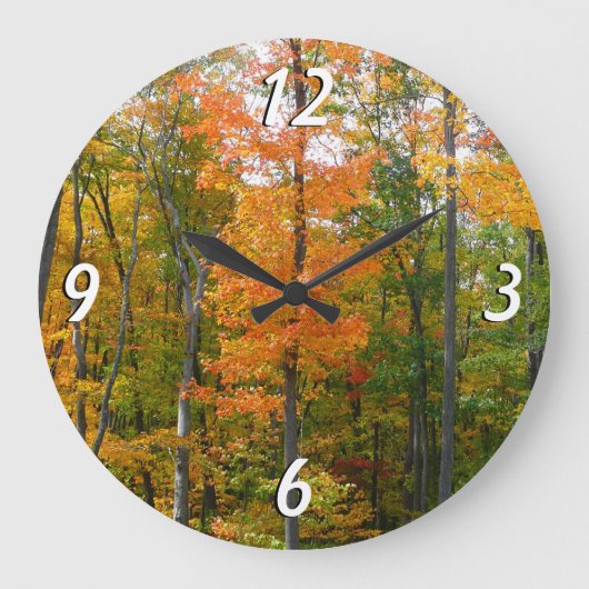 紅葉したカエデの木 秋の自然写真 ラージ壁時計 (正面)