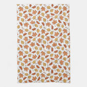 紅葉とどんぐりのパターン キッチンタオル (縦)