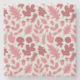 紅葉とどんぐりのパターン ストーンコースター