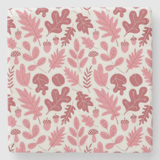 紅葉とどんぐりのパターン ストーンコースター