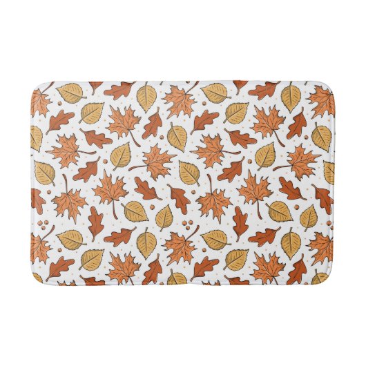 紅葉とどんぐりのパターン バスマット (正面)
