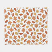 紅葉とどんぐりのパターン フリースブランケット (正面(横))