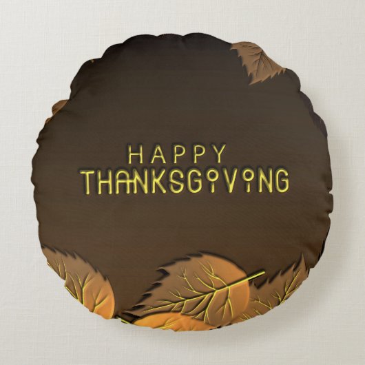 紅葉との幸せな感謝祭の挨拶 ラウンドクッション (正面)