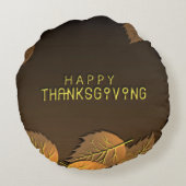 紅葉との幸せな感謝祭の挨拶 ラウンドクッション (裏面)