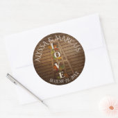 紅葉とはしご素朴結婚の ラウンドシール (封筒)