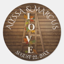 紅葉とはしご素朴結婚の ラウンドシール