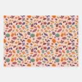 紅葉とアイテムのパターン ラッピングペーパーシート (正面3)