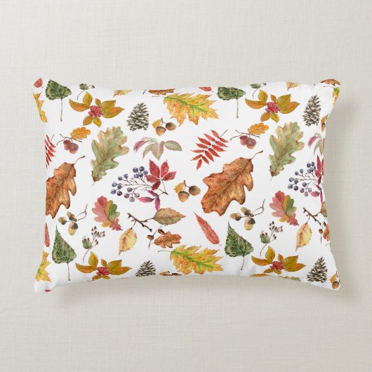 紅葉とアコーンとワイルドベリーのシームレス アクセントクッション (正面)
