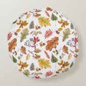 紅葉とアコーンとワイルドベリーのシームレス ラウンドクッション (裏面)