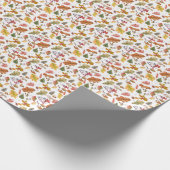 紅葉とアコーンとワイルドベリーのシームレス ラッピングペーパー (角)