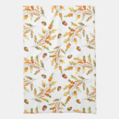 紅葉とアコーンパターン(の模様が)ある キッチンタオル (縦)