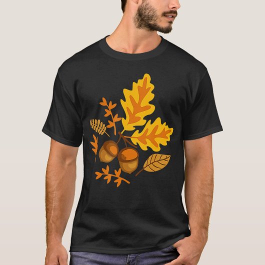 紅葉とアコーン秋for Women Thanksgivi Tシャツ (正面)