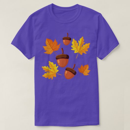 紅葉とアコーン秋for Women Thanksgivi Tシャツ (デザイン正面)