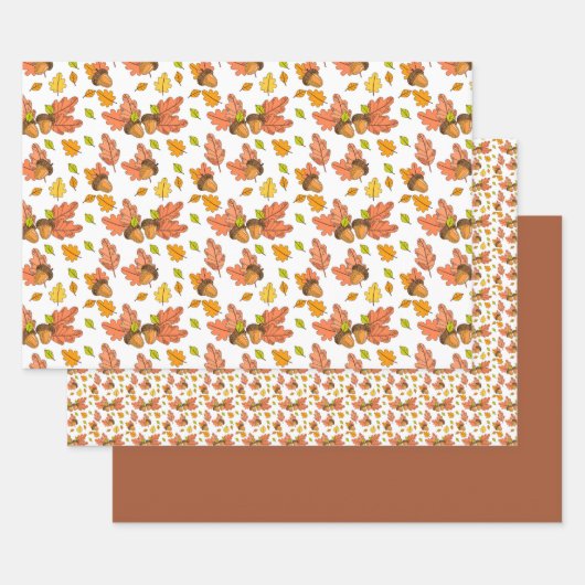紅葉とアコーン ラッピングペーパーシート (セット)