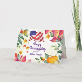 紅葉とアメリカ国旗のクリスチャン感謝祭 シーズンカード