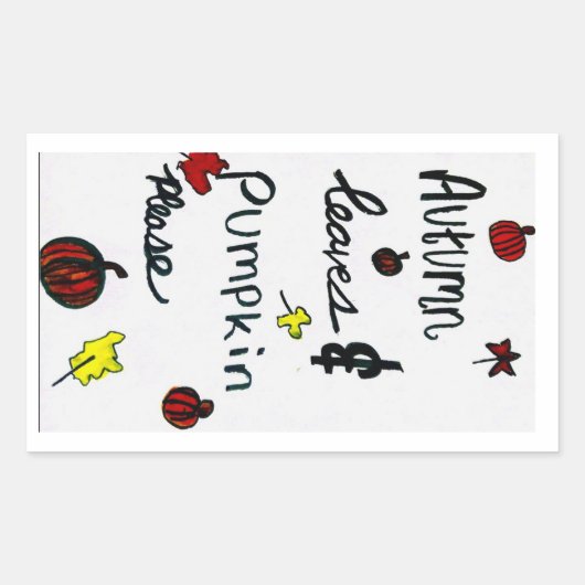 紅葉とカボチャお願いステッカーシート 長方形シール (正面)