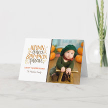 紅葉とカボチャお願いホリデーカード