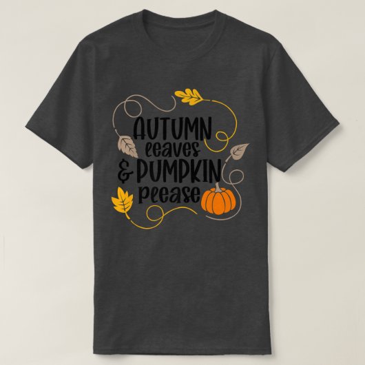 紅葉とカボチャお願いメープル秋離れ Tシャツ (デザイン正面)
