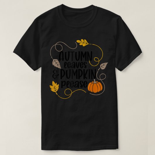 紅葉とカボチャお願いメープル秋離れ Tシャツ (デザイン正面)