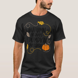 紅葉とカボチャお願いメープル秋離れ Tシャツ