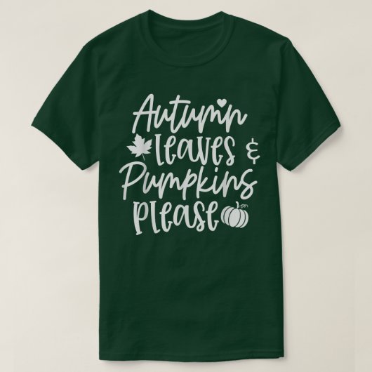 紅葉とカボチャお願い秋恋人カボク Tシャツ (デザイン正面)